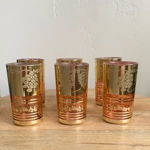 6pc Set Moroccan Tea Glasses (Pink/Gold)